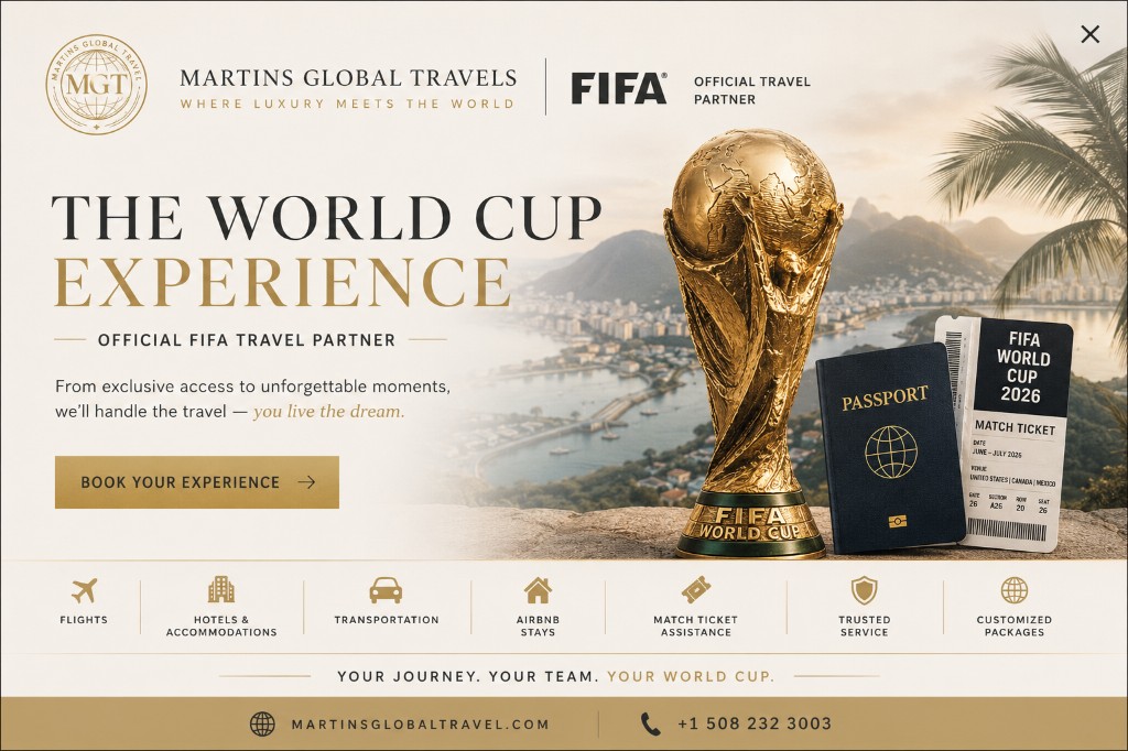 World Cup 2026 travel packages — flights, hotels, transportation, and ticket assistance from Martins Global Travels.